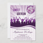 5x7 Paarse dansfeest 16e verjaardag uitnodiging (Voorkant)