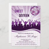 5x7 Paarse dansfeest 16e verjaardag uitnodiging (Voorkant / Achterkant)