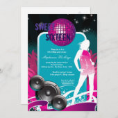 5x7 Paarse dansfeest DJ 16e verjaardag uitnodiging (Voorkant / Achterkant)