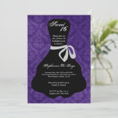 5x7 Paarse Dress Sweet 16 Birthday Invitation Kaart (Staand voorkant)