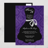 5x7 Paarse Dress Sweet 16 Birthday Invitation Kaart (Voorkant / Achterkant)
