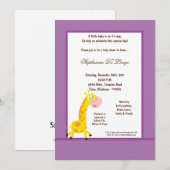 5x7 Paarse Giraffe Baby shower uitnodiging (Voorkant / Achterkant)