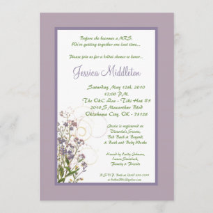 5x7 Paarse Iris Flower Bridal Shower-uitnodiging Kaart