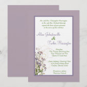 5x7 Paarse Iris Flower Linen Wedding Invitation Kaart (Voorkant / Achterkant)