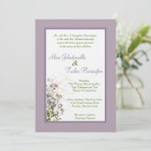 5x7 Paarse Iris Flower Linen Wedding Invitation Kaart (Staand voorkant)