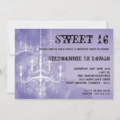 5x7 Paarse Luhandelier Sweet 16 Uitnodiging (Voorkant)