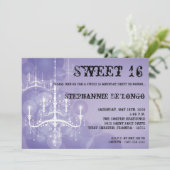 5x7 Paarse Luhandelier Sweet 16 Uitnodiging (Staand voorkant)