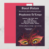 5x7 Paarse Masquerade Sweet 16 Verjaardag Uitnodig Kaart (Voorkant / Achterkant)
