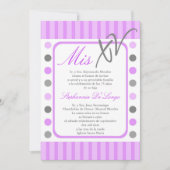 5x7 Paarse Polka Dot Quinceanera Party Uitnodiging (Voorkant)