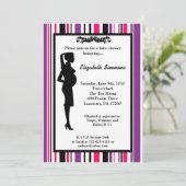 5X7 Paarse roze Silhouette Baby shower Uitnodiging (Staand voorkant)