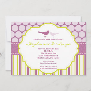 5x7 Paarse vogelpootwelk Baby shower uitnodigen Kaart