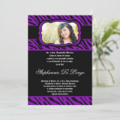 5x7 Paarse Zebra Print Quinceanera Uitnodiging (Staand voorkant)