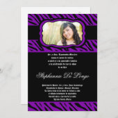 5x7 Paarse Zebra Print Quinceanera Uitnodiging (Voorkant / Achterkant)