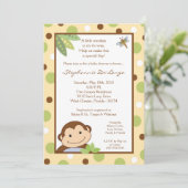 5x7 Papagayo Monkey Oerwoud Baby shower Uitnodigin Kaart (Staand voorkant)