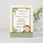 5x7 Papagayo Monkey Safari Baby Shower Invitation Kaart (Staand voorkant)