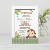 5x7 Papagayo Monkey Safari Baby Shower Invitation Kaart (Staand voorkant)
