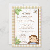 5x7 Papagayo Monkey Safari Baby Shower Invitation Kaart (Voorkant)