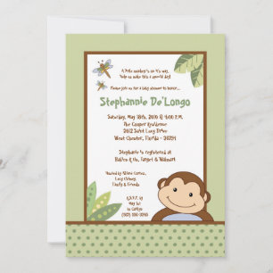 5x7 Papagayo Monkey Safari Baby shower Uitnodiging