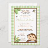 5x7 Papagayo Monkey Safari Baby shower uitnodiging (Voorkant / Achterkant)