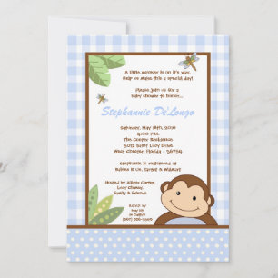 5x7 Papagayo Monkey Safari Baby shower Uitnodiging