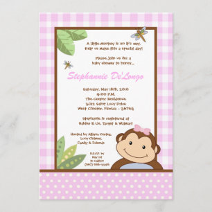 5x7 Papagayo Monkey Safari Baby shower Uitnodiging
