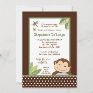 5x7 Papagayo Monkey Safari Baby shower Uitnodiging