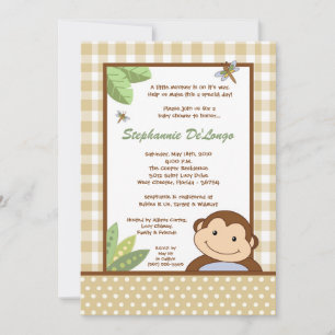 5x7 Papagayo Monkey Safari Baby shower Uitnodiging