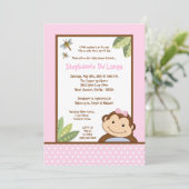 5x7 Papagayo Monkey Safari Baby shower Uitnodiging (Staand voorkant)
