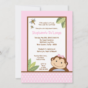 5x7 Papagayo Monkey Safari Baby shower Uitnodiging