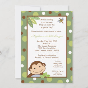 5x7 Papagayo Monkey Safari Baby shower Uitnodiging