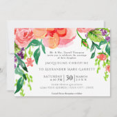 5x7 Papier Moderne Waterverf Roos Bloemen Huwelijk Kaart (Voorkant)