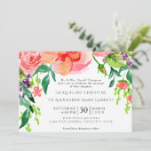 5x7 Papier Moderne Waterverf Roos Bloemen Huwelijk Kaart (Staand voorkant)