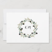 5x7 Papier Olijfblad Krans Waterverf Typografie Kaart (Achterkant)