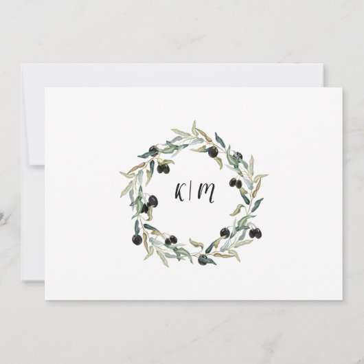 5x7 Papier Olijfblad Krans Waterverf Typografie Kaart (Achterkant)