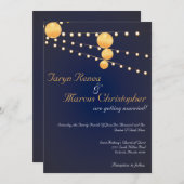 5x7 papieren lantaarns blauw linnen bruiloft uitno kaart (Voorkant / Achterkant)