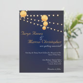 5x7 papieren lantaarns blauw linnen bruiloft uitno kaart (Staand voorkant)