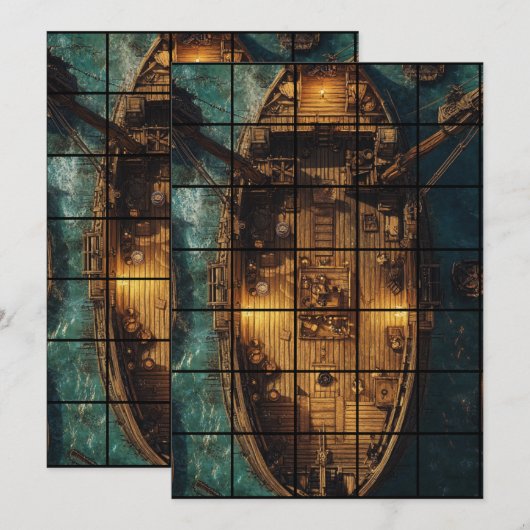 5x7 papieren scheepsroutekaart kaart (Voorkant / Achterkant)