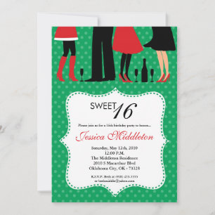 5x7 Party People Sweet 16 Birthday Invitation Kaart