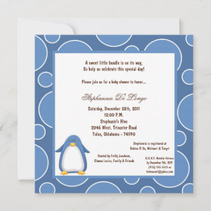 5x7 Penguin Pok-a-Dot Baby shower Kaart