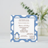 5x7 Penguin Pok-a-Dot Baby shower Kaart (Staand voorkant)