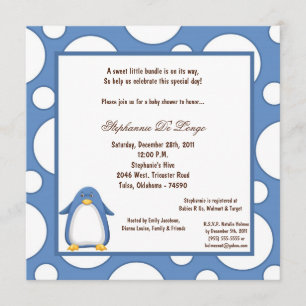 5x7 Penguin Pok-a-Dot Baby shower Kaart