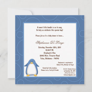 5x7 Penguin Pok-a-Dot Baby shower Kaart