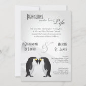 5x7 Penguins Mate for Life Gray Wedding Invitation Kaart (Voorkant)