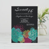 5x7 Peony Flower Sweet 16 Verjaardag Uitnodiging (Staand voorkant)