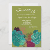 5x7 Peony Flower Sweet 16 Verjaardag Uitnodiging (Voorkant)