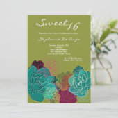 5x7 Peony Flower Sweet 16 Verjaardag Uitnodiging (Staand voorkant)