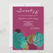 5x7 Peony Flower Sweet 16 Verjaardag Uitnodiging (Voorkant)