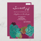 5x7 Peony Flower Sweet 16 Verjaardag Uitnodiging (Voorkant / Achterkant)