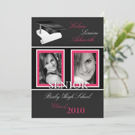 5x7 Pet & Diploma Aankondiging Afstuderen foto's (Staand voorkant)