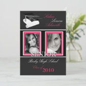 5x7 Pet & Diploma Foto Afstuderen Uitnodiging (Staand voorkant)